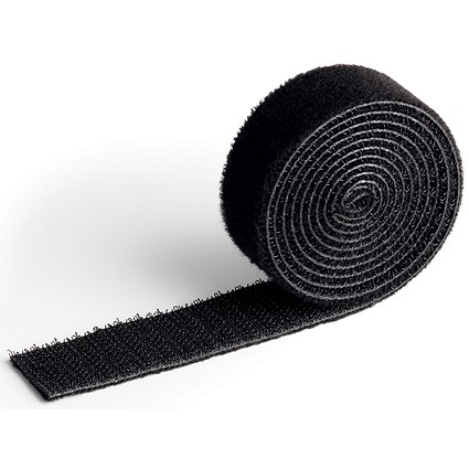 Durable Cavoline Grip 20 Self Gripping Cable Management Tape, 1m x 2cm, Black
