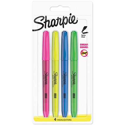 Sharpie Accent Highlighters, Assorted Fluorescent, Pack of 4
