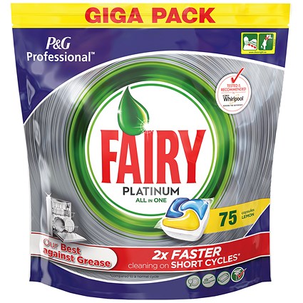 Fairy Platinum Dishwasher Tablets, Lemon, Pack of 75
