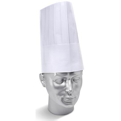 Click Workwear Disposable Chefs Hat, 9 inch, White, Pack of 10