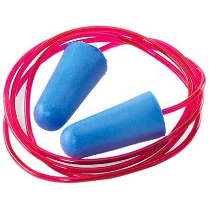 B-Brand Corded Ear Plugs, Blue, Pack of 100