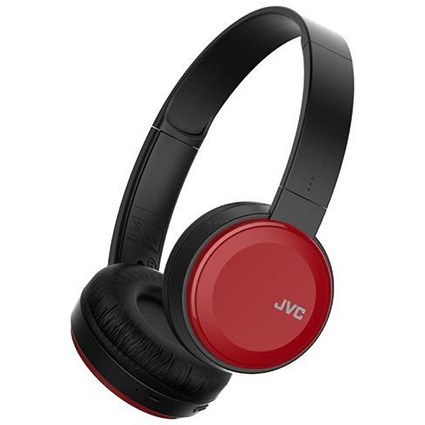 JVC Wireless Headphones On Ear Bluetooth 10m Range Micro USB Red Ref HA-S30BT-R-E