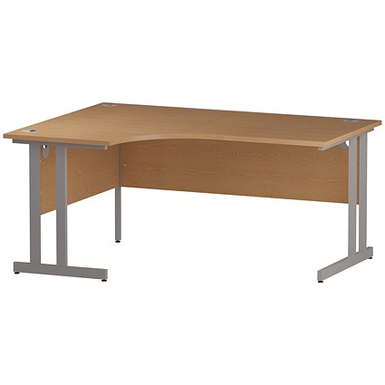 Trexus 1600mm Corner Desk, Left Hand, Silver Legs, Oak