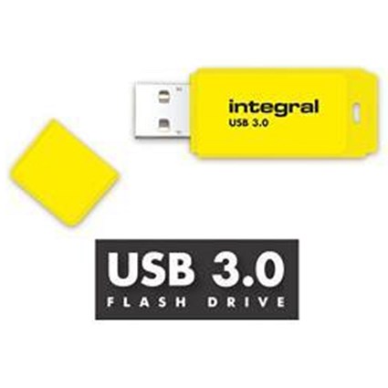 Integral Neon 3.0 USB Drive / 128GB / Yellow