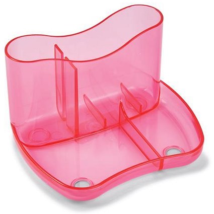 Contemporary Desk Tidy with 4 Compartments - Pink