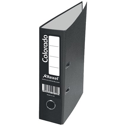 Rexel Colorado A4 Lever Arch Files, Plastic, 80mm Spine, Black, Pack of 10