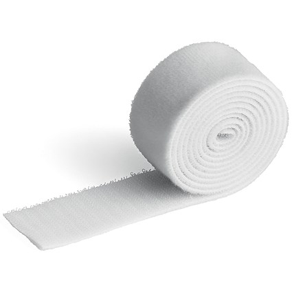 Durable Cavoline Grip 30 Self Gripping Cable Management Tape, 1m x 3cm, White