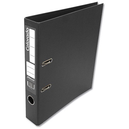 Rexel Colorado A4 Mini Lever Arch Files / Plastic / 50mm Spine / Black / Pack of 10