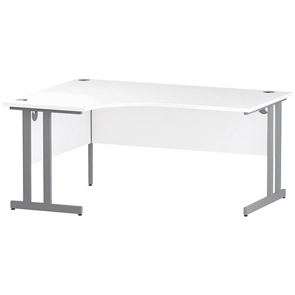 Trexus 1600mm Corner Desk, Left Hand, Silver Legs, White Trexus 1600mm Corner Desk, Left Hand, Silver Legs, White