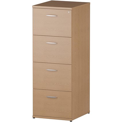 Trexus Foolscap Filing Cabinet, 4-Drawer, Oak