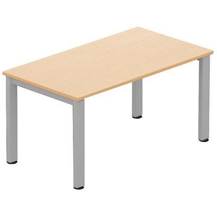 Sonix Rectangular Meeting Table / Silver Legs / 1400mm / Maple