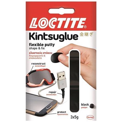 Loctite Kinsuglue Flexible Putty, Waterproof, 3x5g, Black