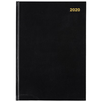5 Star 2020 Diary, Two Pages to a Day, A4, Black