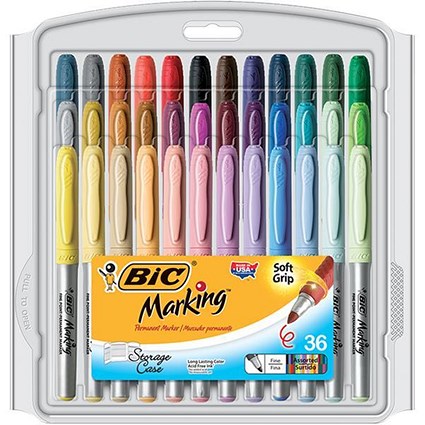 Bic Permanent fine Markers Assorted [Pack 36]