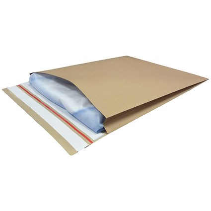 Kraft Mailer Eco Gusset Envelopes, 350x450mm, V Bottom, Side 40mm Gussets, Double Peel and Seal, Manilla, Pack of 50