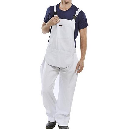 Click Workwear Bib & Brace, Cotton Drill, Size 32, White