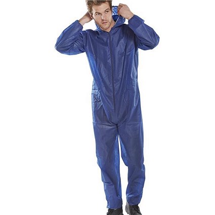 Click Once Polyprop Disposable Boilersuit, Large, Blue, Pack of 50