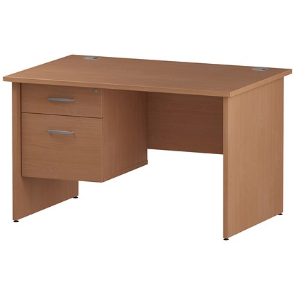 Trexus 1200mm Rectangular Desk, Panel Legs, 2 Drawer Pedestal, Beech