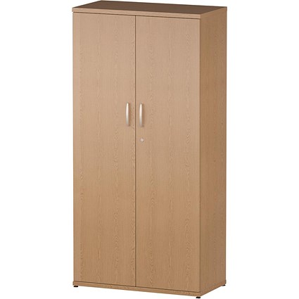 Trexus Medium Tall Office Cupboard, 3 Shelves, 1600mm High, Oak