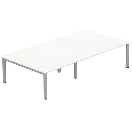 Sonix Meeting Table / Silver Legs / 3200mm / White