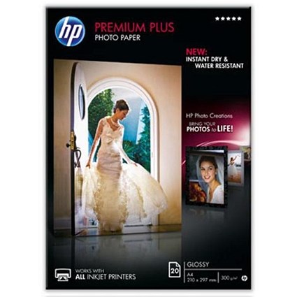 HP A4 Premium Plus Glossy Photo Paper, 300gsm, 20 Sheets