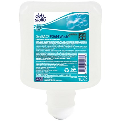 DEB Stoko Oxybac Foam Handwash Refill, 1 Litre, Pack of 6