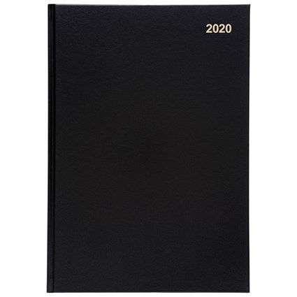 5 Star 2020 Diary, 2 Days Per Page, A4, Black