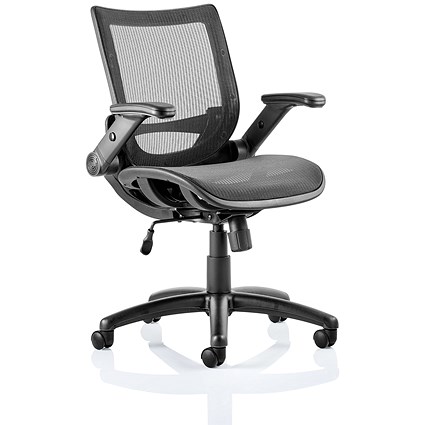 Trexus Fuller Mesh Task Operator Chair, Folding Arms, Black