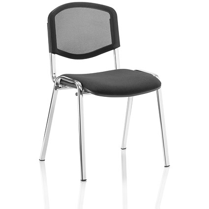 Trexus ISO Chrome Frame Stacking Chair - Black Mesh