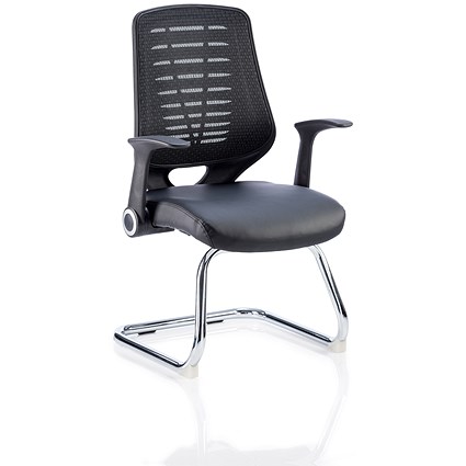 Sonix Relay Leather Cantilever Chair - Black