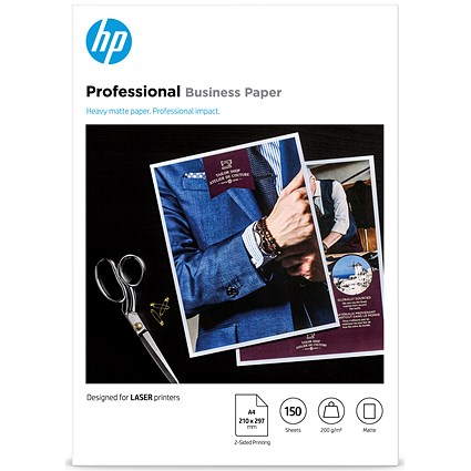 HP A4 Matt Laser Photo Paper, White, 200gsm, Pack of 150 Sheets