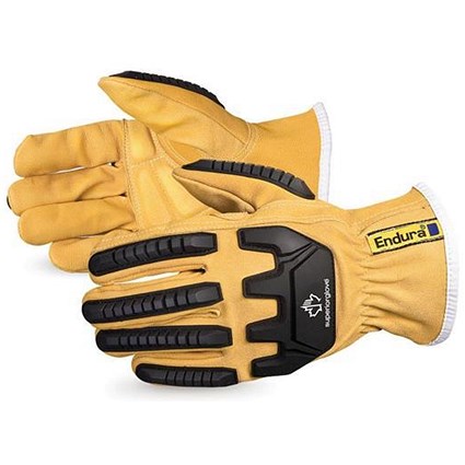 Superior Glove Endura Oilbloc Driver Gloves, Anti-Impact, Medium, Tan