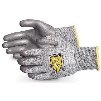 Superior Glove Tenactiv Gloves, Cut-Resistant, Large, Grey