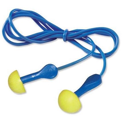 Ear Push In Ear Plugs, Corded, Yellow, Pack of 100