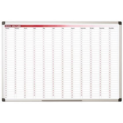 Bi-Silque Perpetual Year Planner / Magnetic / Drywipe / Full Accessory Kit / W900xH600mm