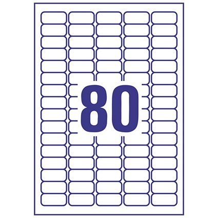 Avery Mini Labels Laser 80 per Sheet 35.6x16.9mm White [2000 Labels]