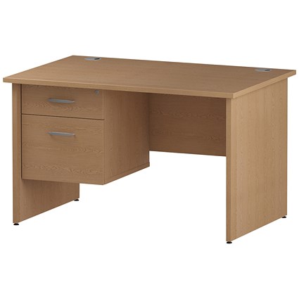 Trexus 1200mm Rectangular Desk, Panel Legs, 2 Drawer Pedestal, Oak
