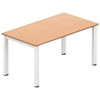 Sonix Rectangular Meeting Table / White Legs / 1400mm / Beech