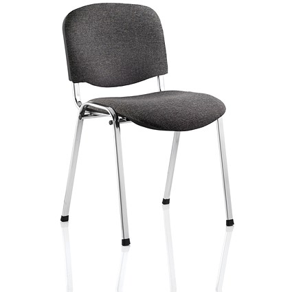 Trexus Stacking Chair, Chrome Frame, Charcoal