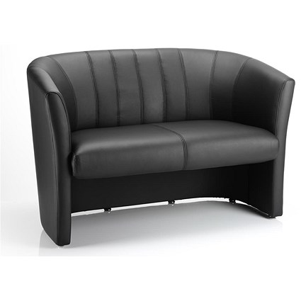 Trexus Reception Twin Seat Leather Tub Sofa - Black