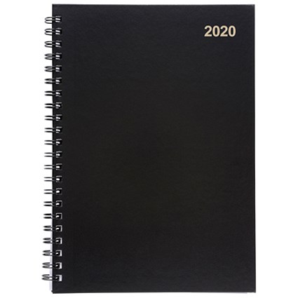 5 Star 2020 Diary, Week to View, Wirobound, A4, Black