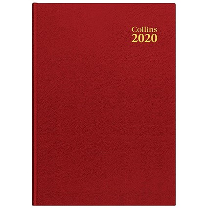 Collins 2020 Desk Diary, Day to a Page, A4, Red