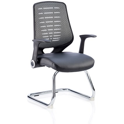 Sonix Relay Leather Cantilever Chair - Silver
