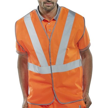 B-Seen Hi-Visibility Railspec Vest, Polyester, Extra Large, Orange