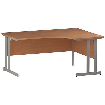 Trexus 1600mm Corner Desk, Right Hand, Silver Legs, Beech