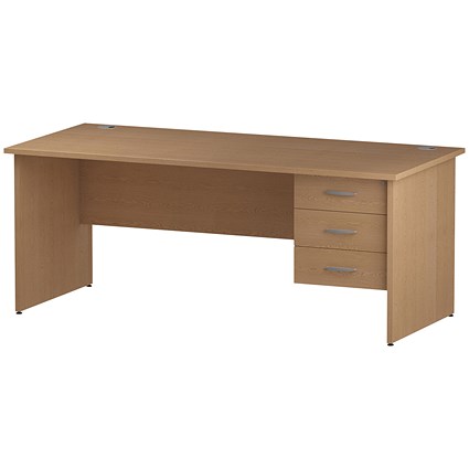 Trexus 1800mm Rectangular Desk, Panel Legs, 3 Drawer Pedestal, Oak Trexus 1800mm Rectangular Desk, Panel Legs, 3 Drawer Pedestal, Oak