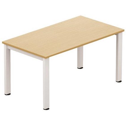 Sonix Rectangular Meeting Table / White Legs / 1400mm / Oak