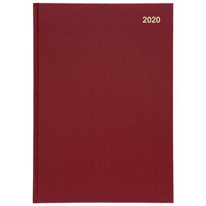 5 Star 2020 Diary, Two Days to a Page, A4, Red
