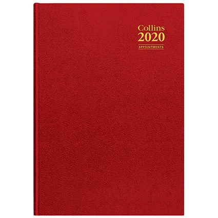 Collins 2020 Appointment Desk Diary, Day to a Page, A4, Random colour