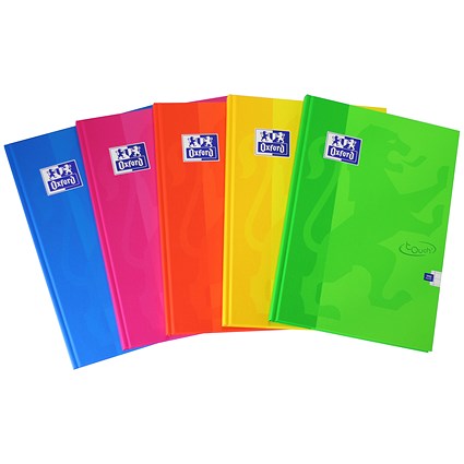 Oxford Soft Touch Casebound Notebook, A4, Assorted Colours, Pack of 5